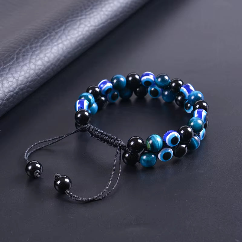 Bracelet de Protection avec Pierre d’Oeil de Tigre Bleue