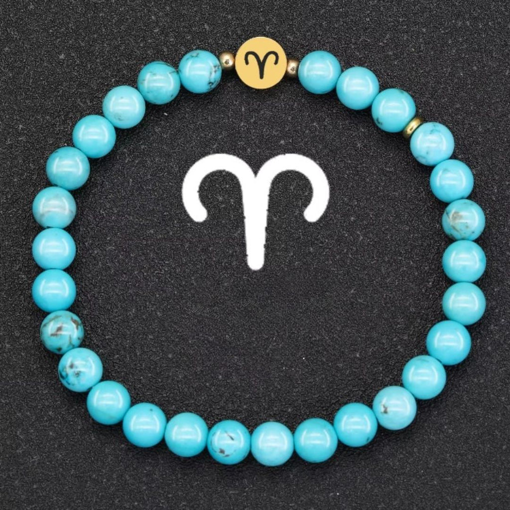 Bracelet Signe Astrologique Perles de Turquoise sur fond noir