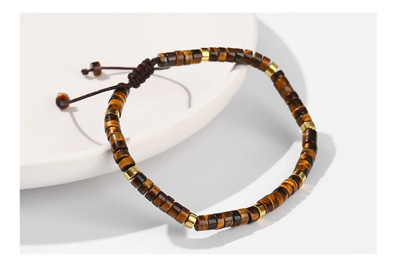 Bracelet Tissé en Pierres Naturelles