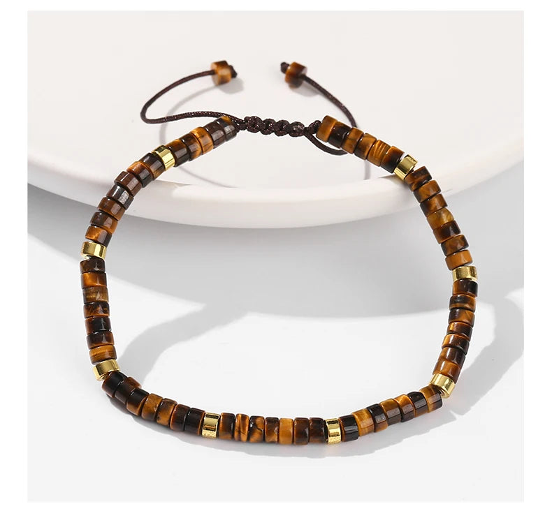 Bracelet Tissé en Pierres Naturelles