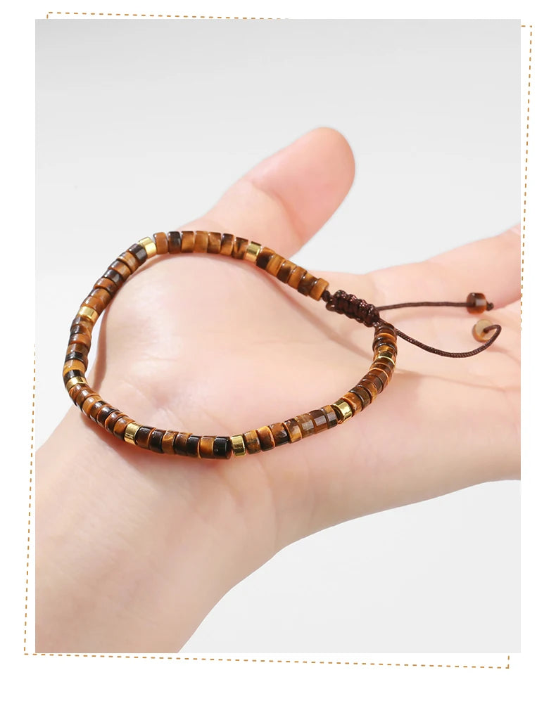 Bracelet Tissé en Pierres Naturelles