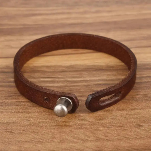 Bracelet Homme - Vintage en Cuir sur fond marron