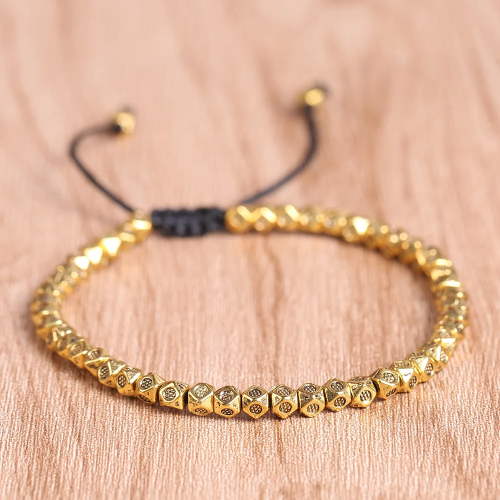 Bracelet Ajustable Style Tibétain  Perles Géométriques