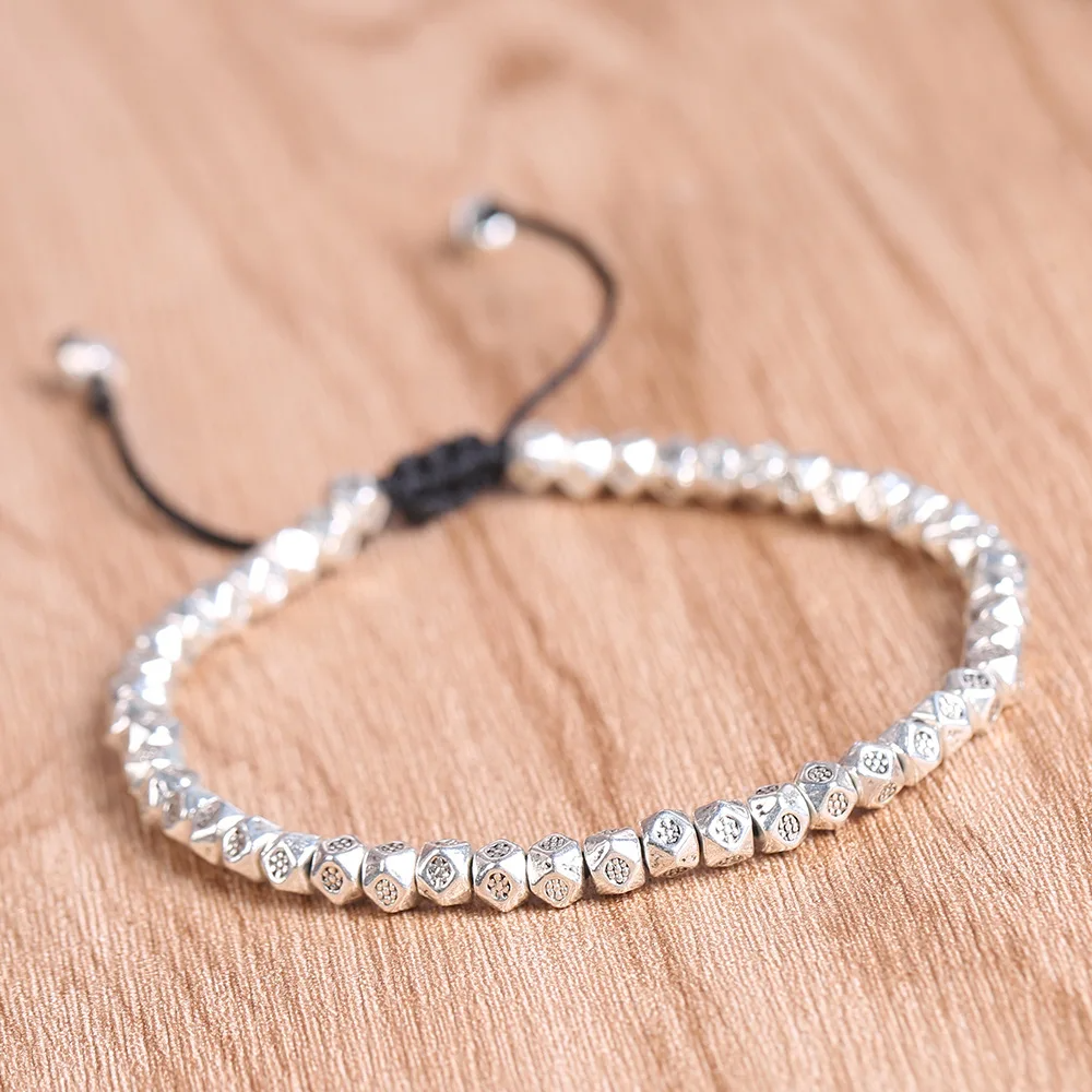Bracelet Ajustable Style Tibétain  Perles Géométriques