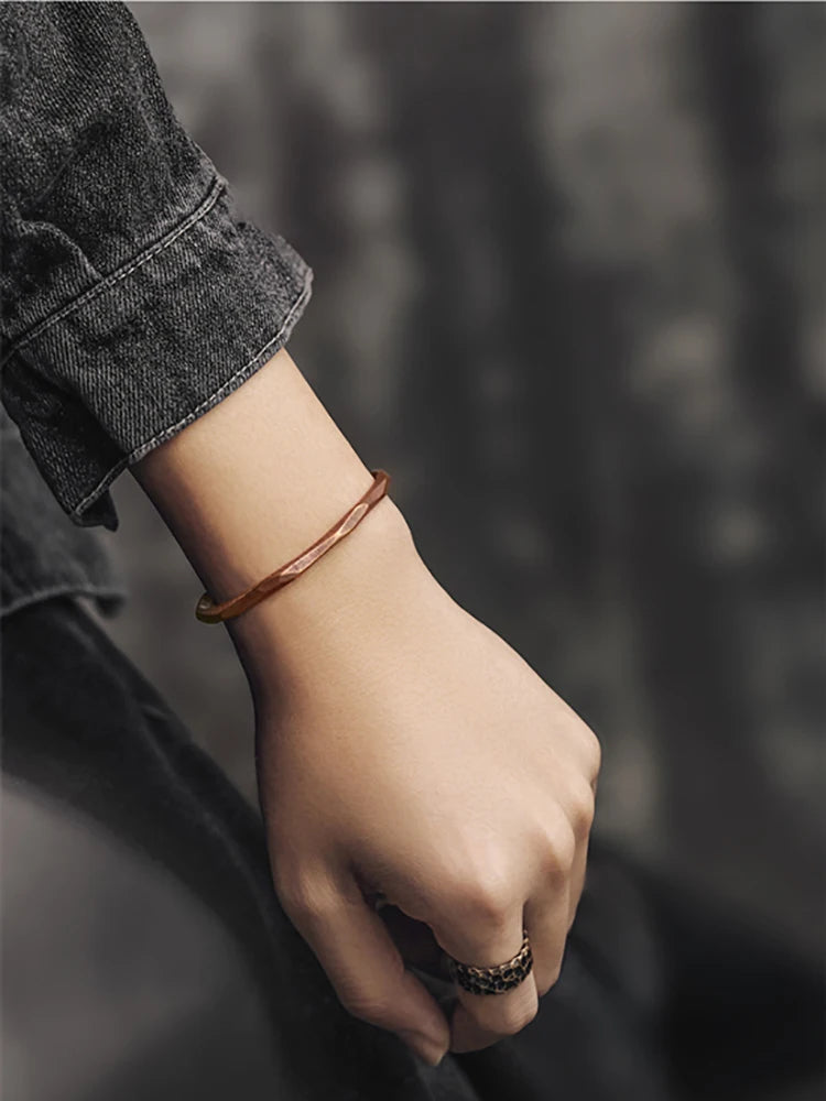 Bracelet « Sanctuaire » en Cuivre Pur Martelé