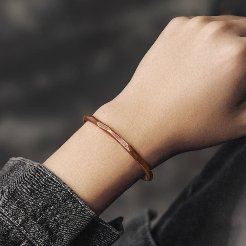 Bracelet « Sanctuaire » en Cuivre Pur Martelé