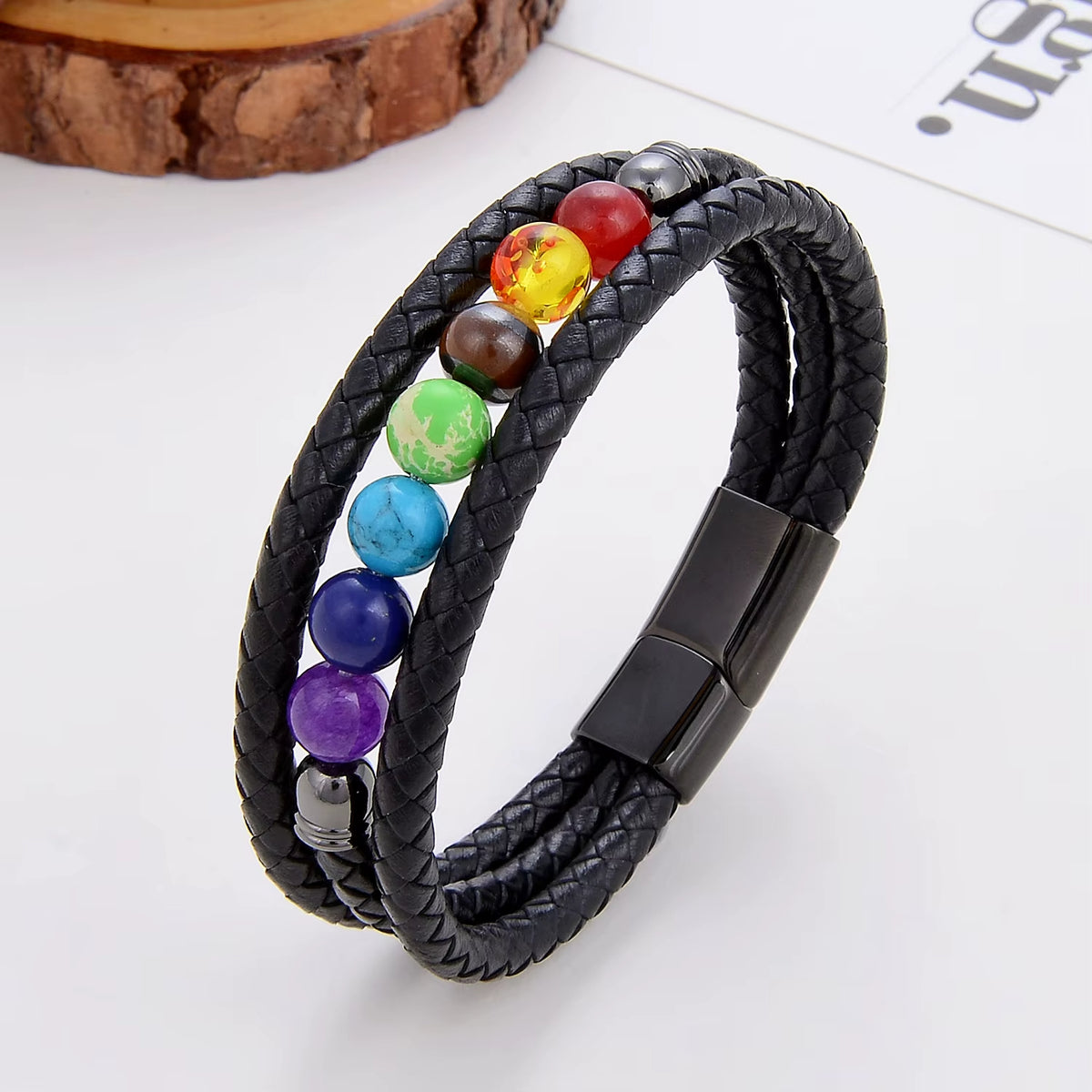 Bracelets 7 Chakras Magnétique avec Pierres Naturelles