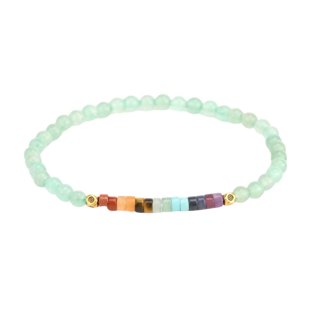 Bracelets 7 Chakras avec Perles d’Aventurine sur fond blanc Image