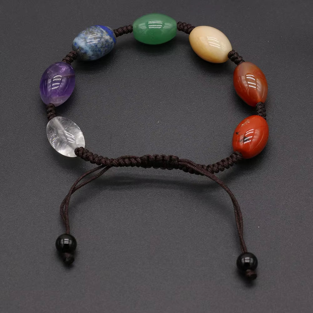 Bracelets 7 Chakras Tressé avec Pierres Naturelles
