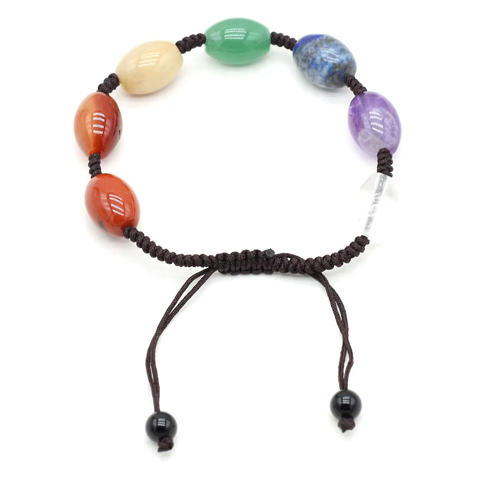 Bracelets 7 Chakras Tressé avec Pierres Naturelles sur fond blanc
