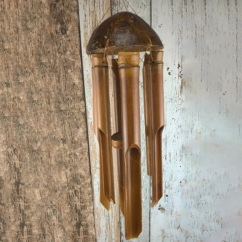 Carillon en bambou naturel avec coquille de coco