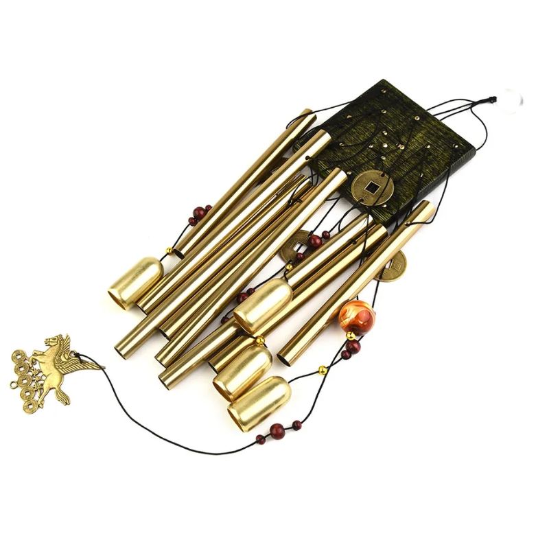 Carillon Feng Shui en métal doré – Harmonie, tradition et sérénité