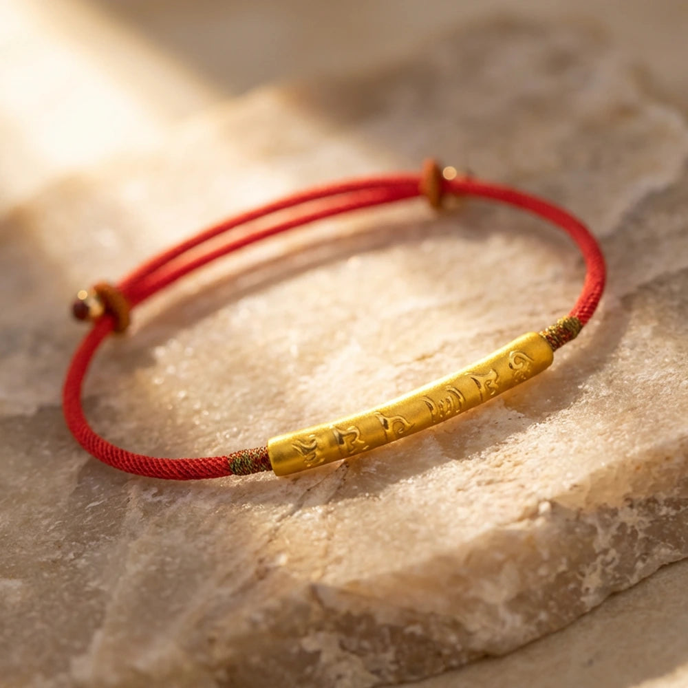 Bracelet tibétain cordelette rouge argent 925