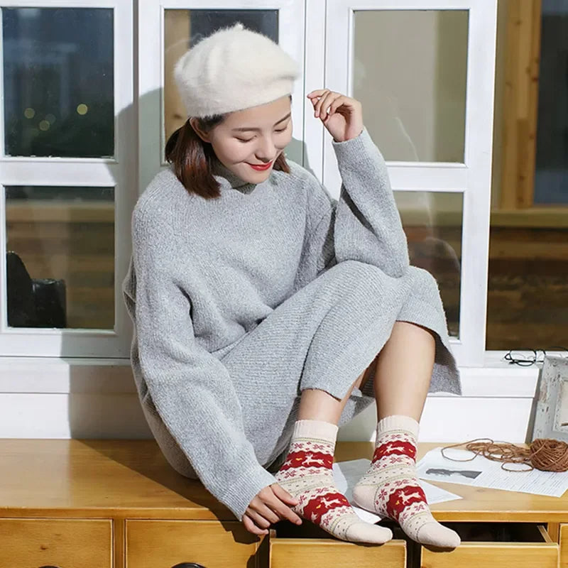 Chaussettes pilou pilou blanches et rouges avec motifs de Noël