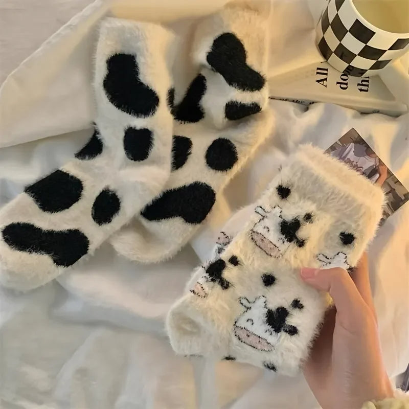 Chaussettes pilou pilou mignonnes avec imprimés de vaches