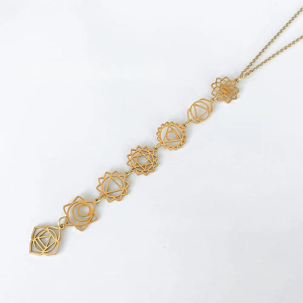 Collier 7 Chakras Long en Acier inoxydable