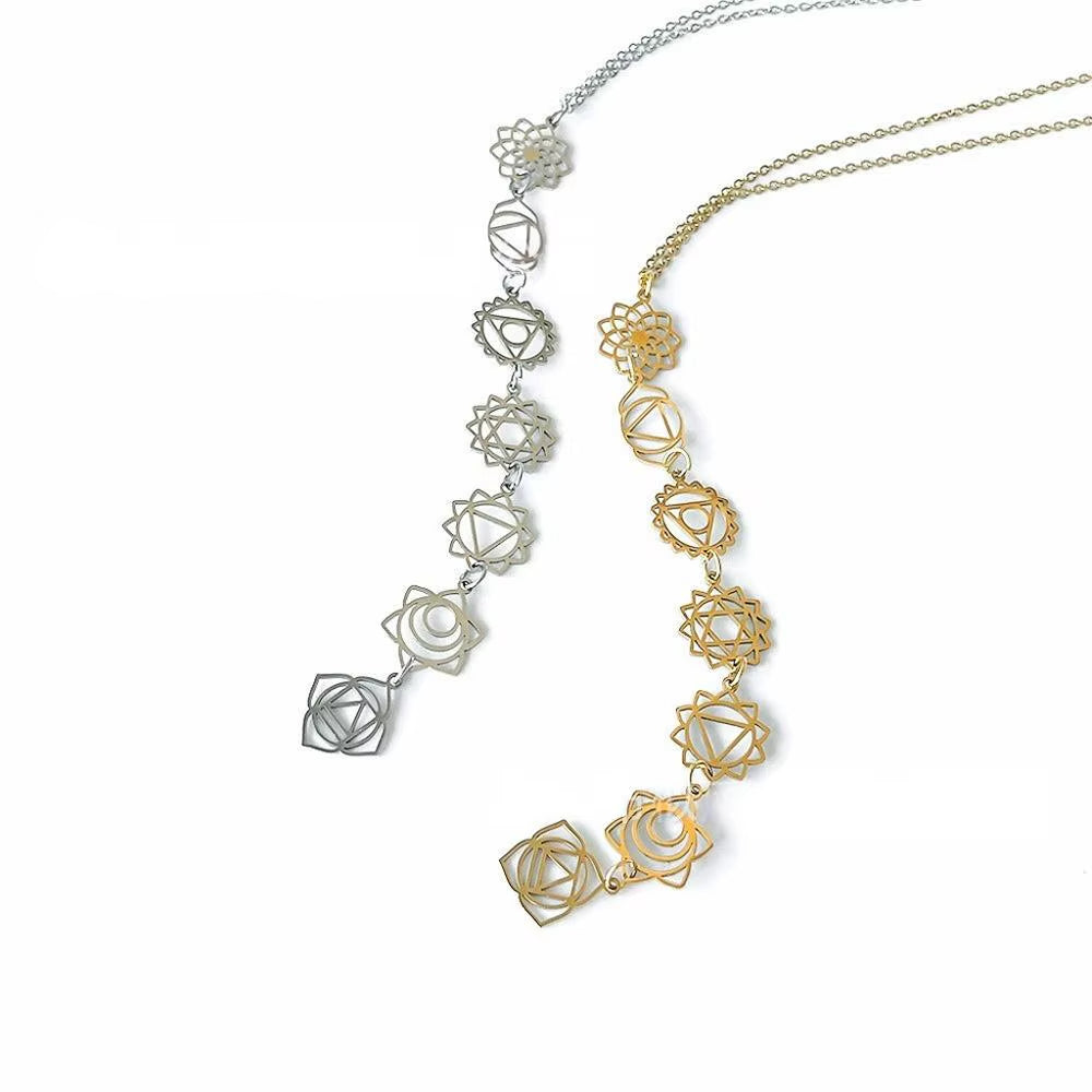 Collier 7 Chakras Long en Acier inoxydable Image