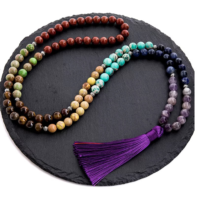 Collier 7 Chakras Multicolore en Pierre Naturelle Image