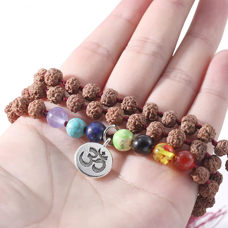 Collier 7 Chakras en Rudrashka