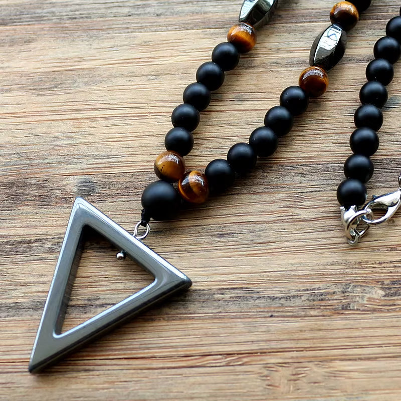 Collier pour Homme - Hématite et Oeil de Tigre Image