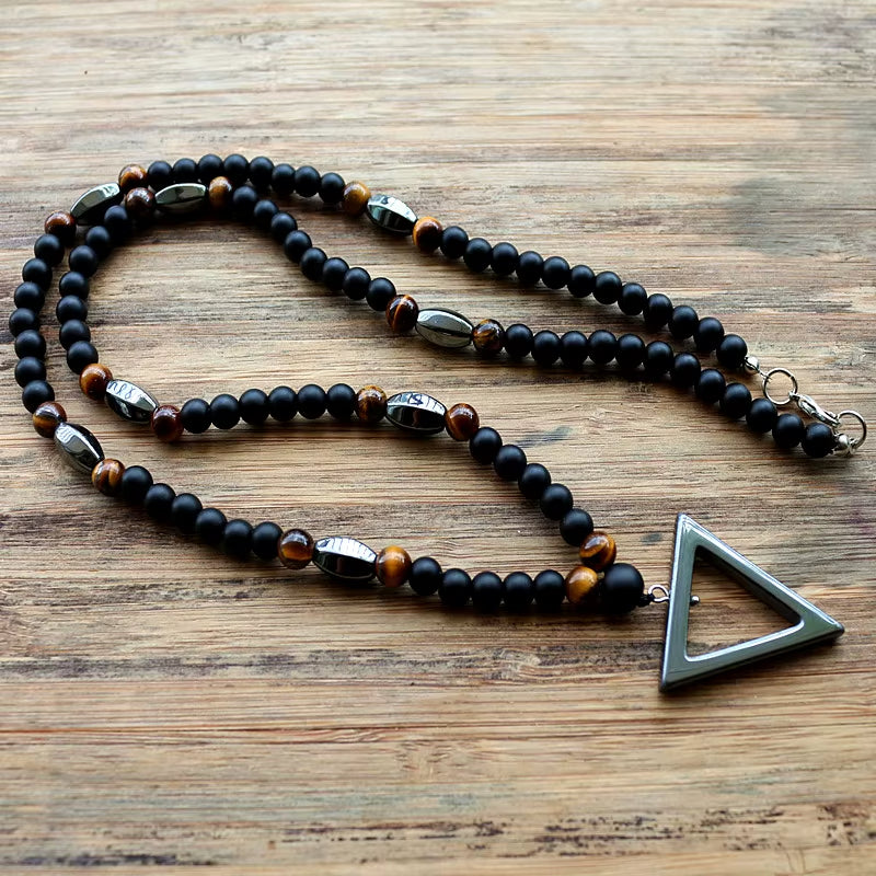 Collier pour Homme - Hématite et Oeil de Tigre