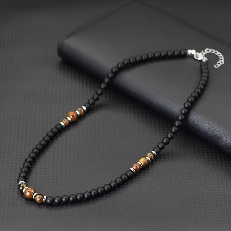 Collier pour Homme - Onyx et Oeil de Tigre