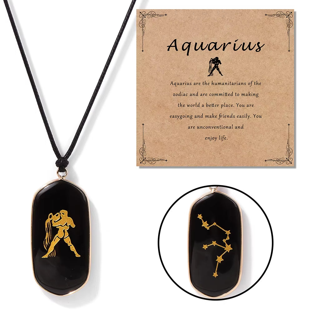 Collier Signe Astrologique en Pierre d’Obsidienne