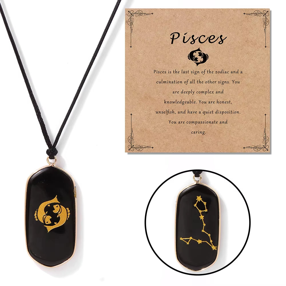 Collier Signe Astrologique en Pierre d’Obsidienne