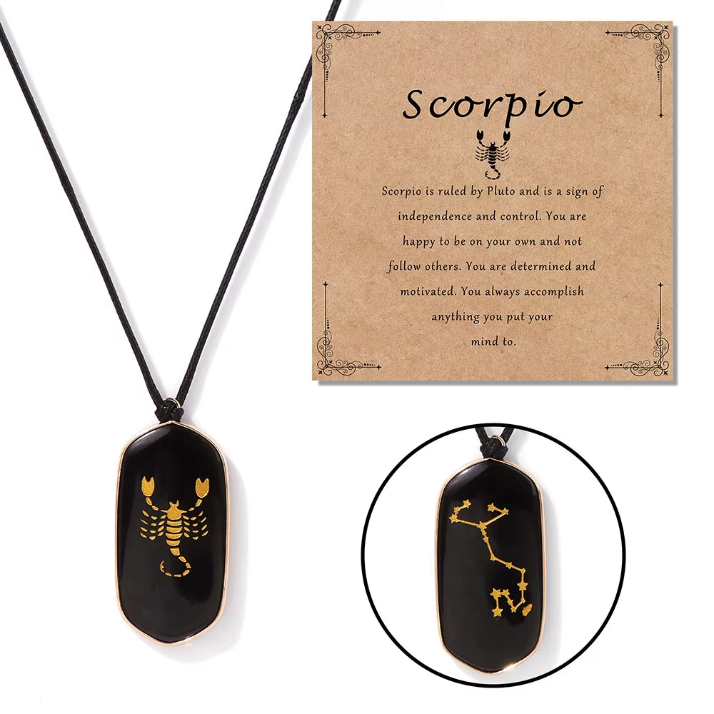Collier Signe Astrologique en Pierre d’Obsidienne