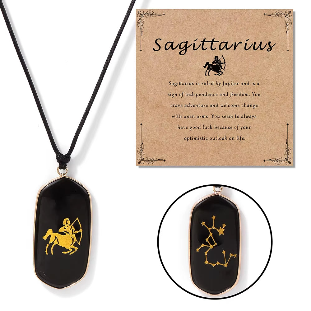 Collier Signe Astrologique en Pierre d’Obsidienne