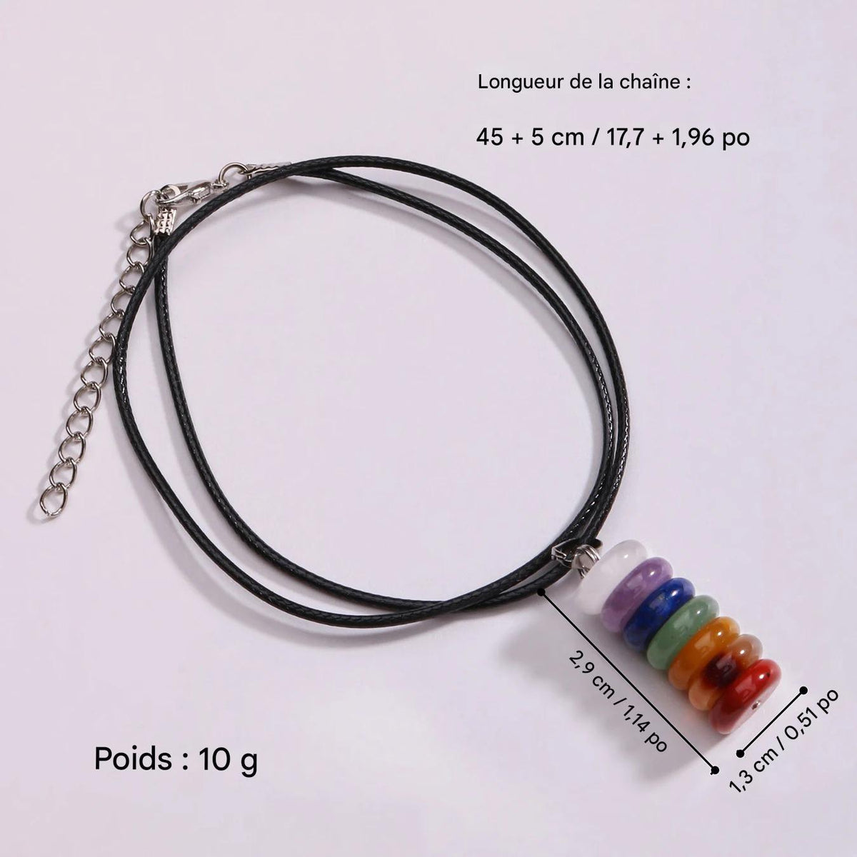Collier 7 Chakra en Pierres Naturelles Arc-en-Ciel