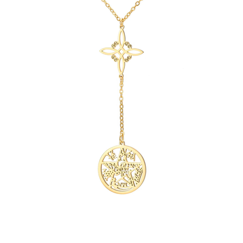 Collier Pentacle - Nœud de Sorcière sur fond blanc