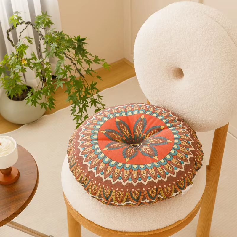 Coussin de Méditation Multicolore à Imprimé Bohème