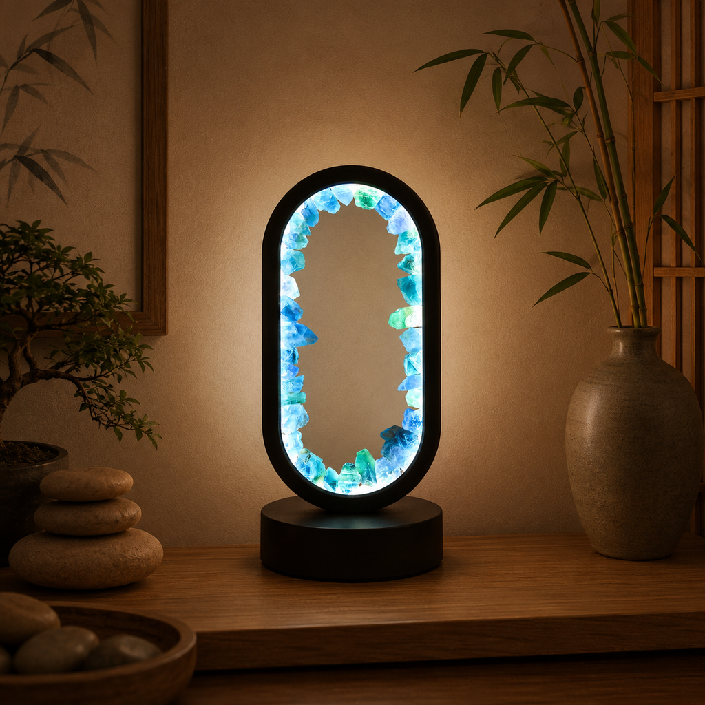 Lampe de Chevet LED en Fluorite Bleue