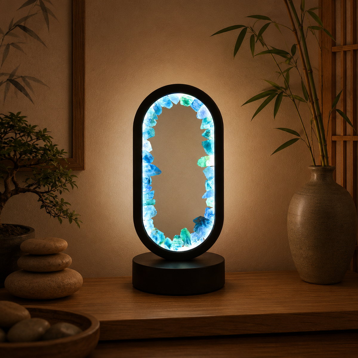 Lampe de Chevet LED en Fluorite Bleue