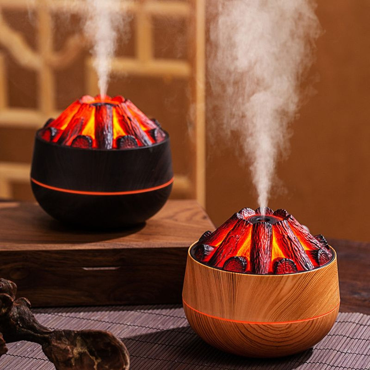 Diffuseurs effet charbon Ébène et Naturel avec brume