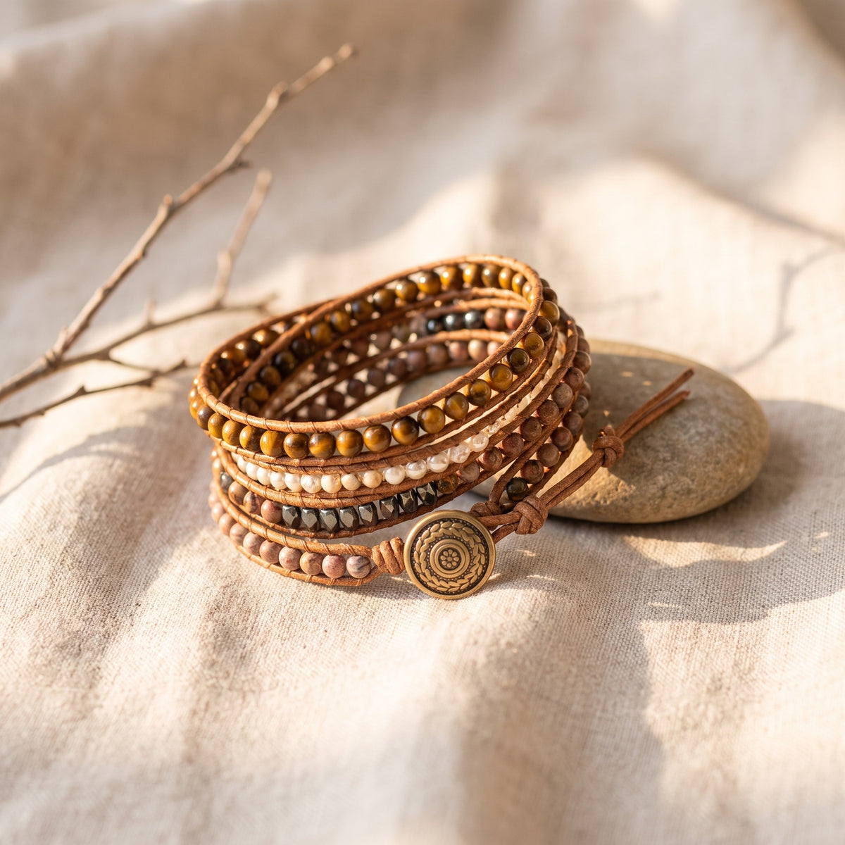 Bracelet Apple Watch Bohème, Œil de Tigre