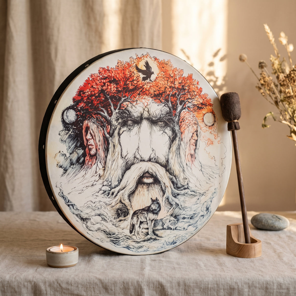 Tambour chamanique arbre de vie, packshot zen