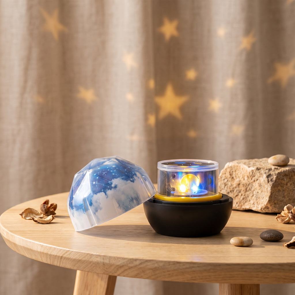 Lampe projecteur d etoiles, dome retire en mode projecteur