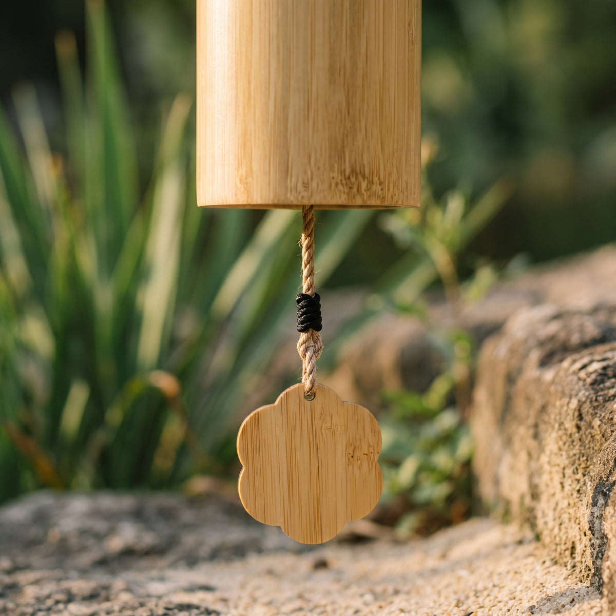 Clapet en forme de fleur du carillon en bambou, gros plan