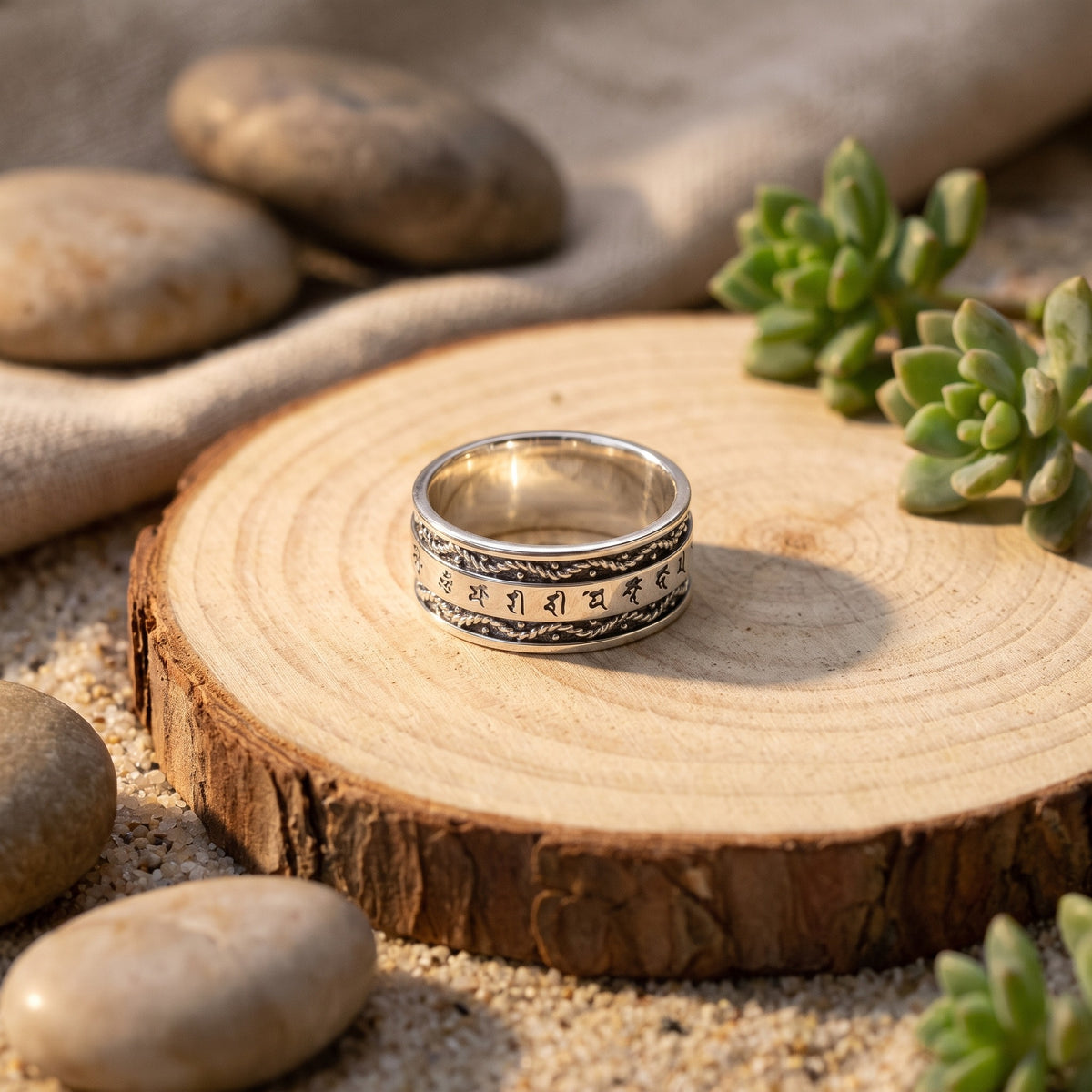 Bague Mantra Tibétain, Argent 925