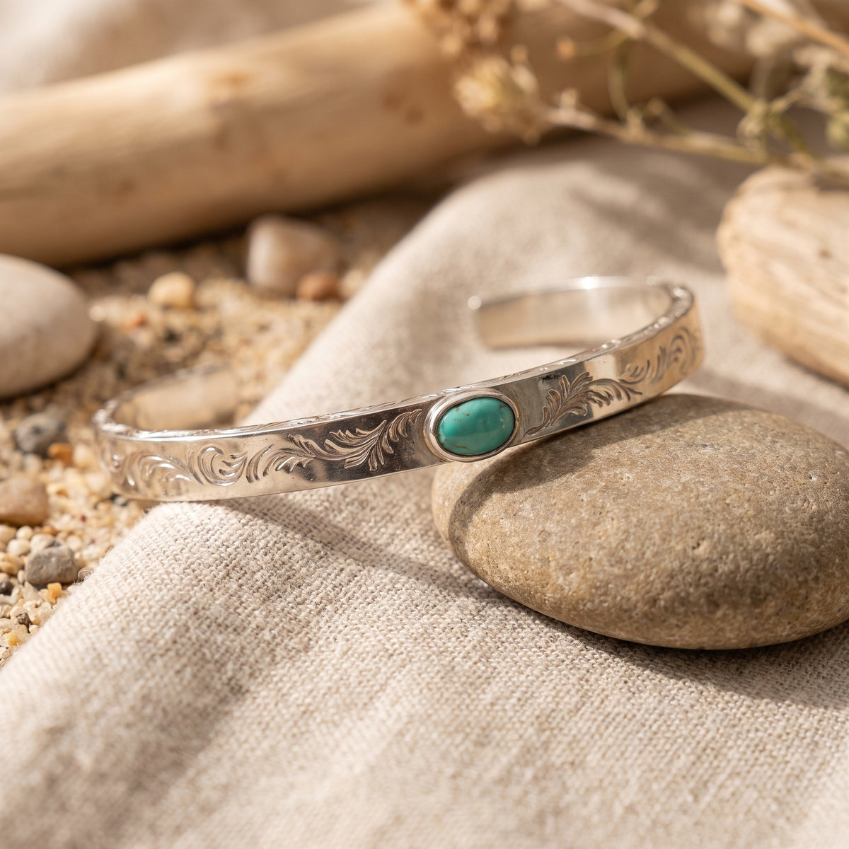 Bracelet Jonc Turquoise, Argent 925