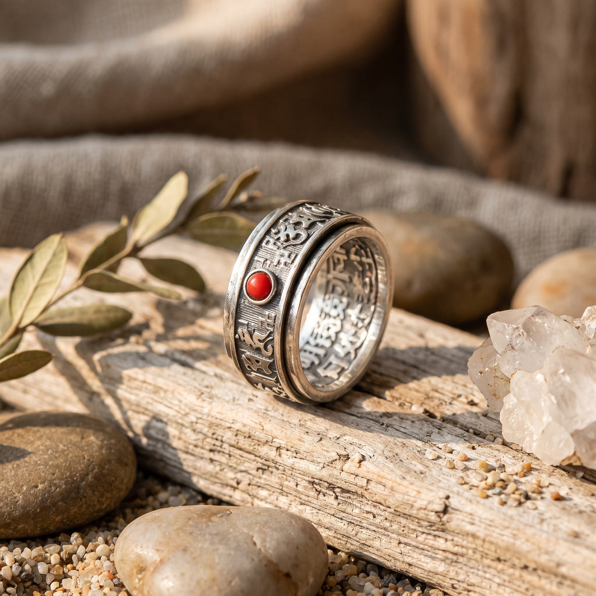 Bague Tibétaine Tournante, Six Mantras
