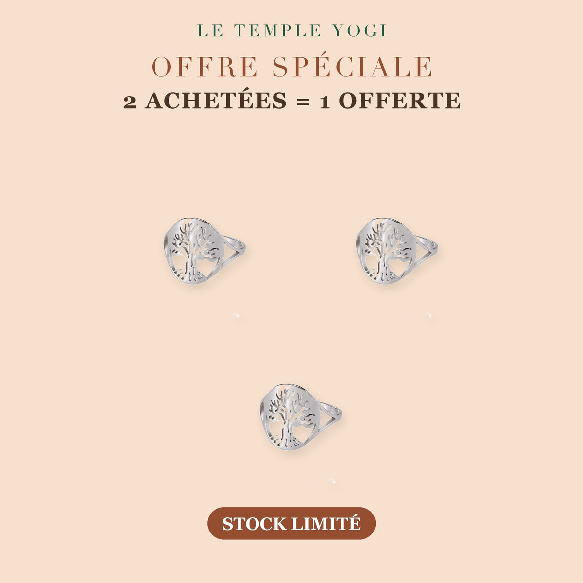 Offre pack bague arbre de vie, 2 achetees 1 offerte