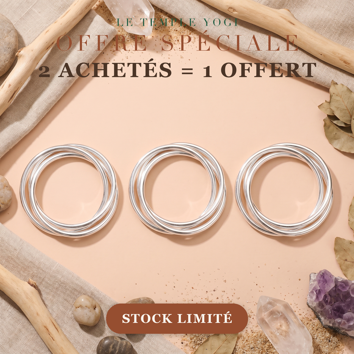 Offre 2 achetés 1 offert trio de joncs