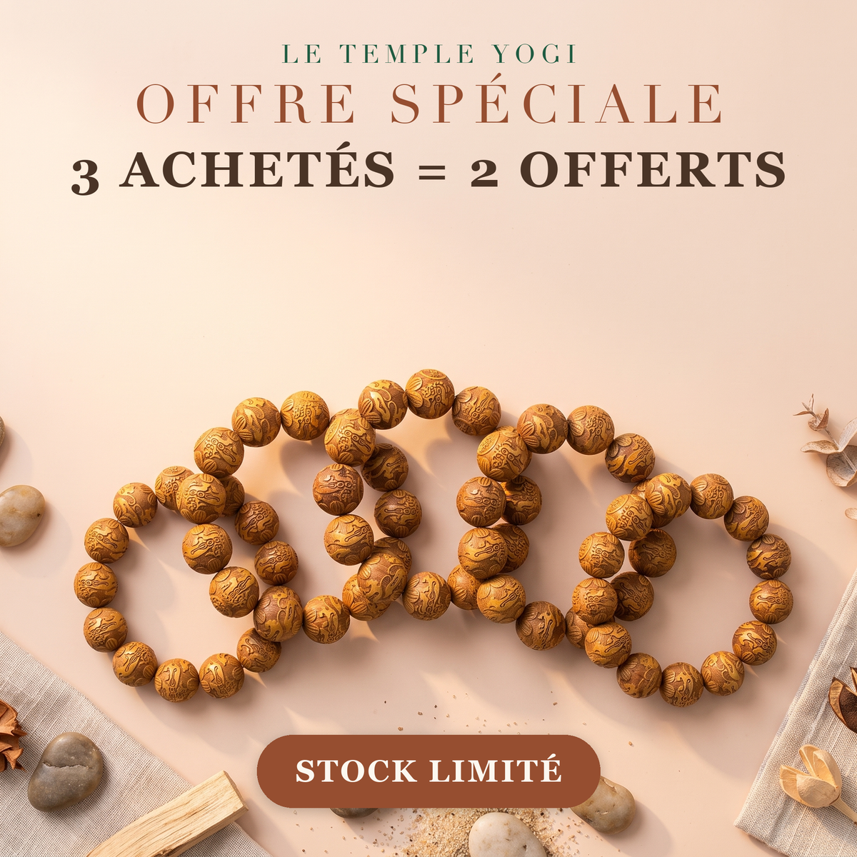 Offre 3 achetés 2 offerts bracelet santal