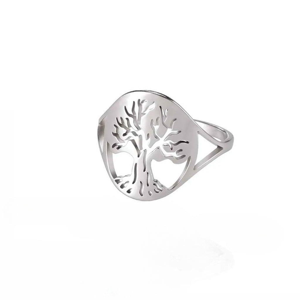 Bague arbre de vie en acier inoxydable vue de face
