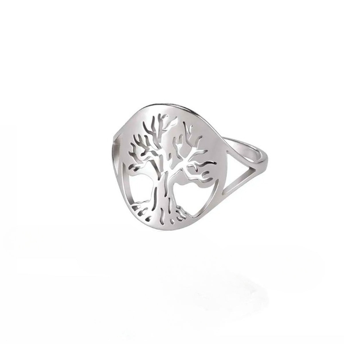 Bague arbre de vie en acier inoxydable vue de face
