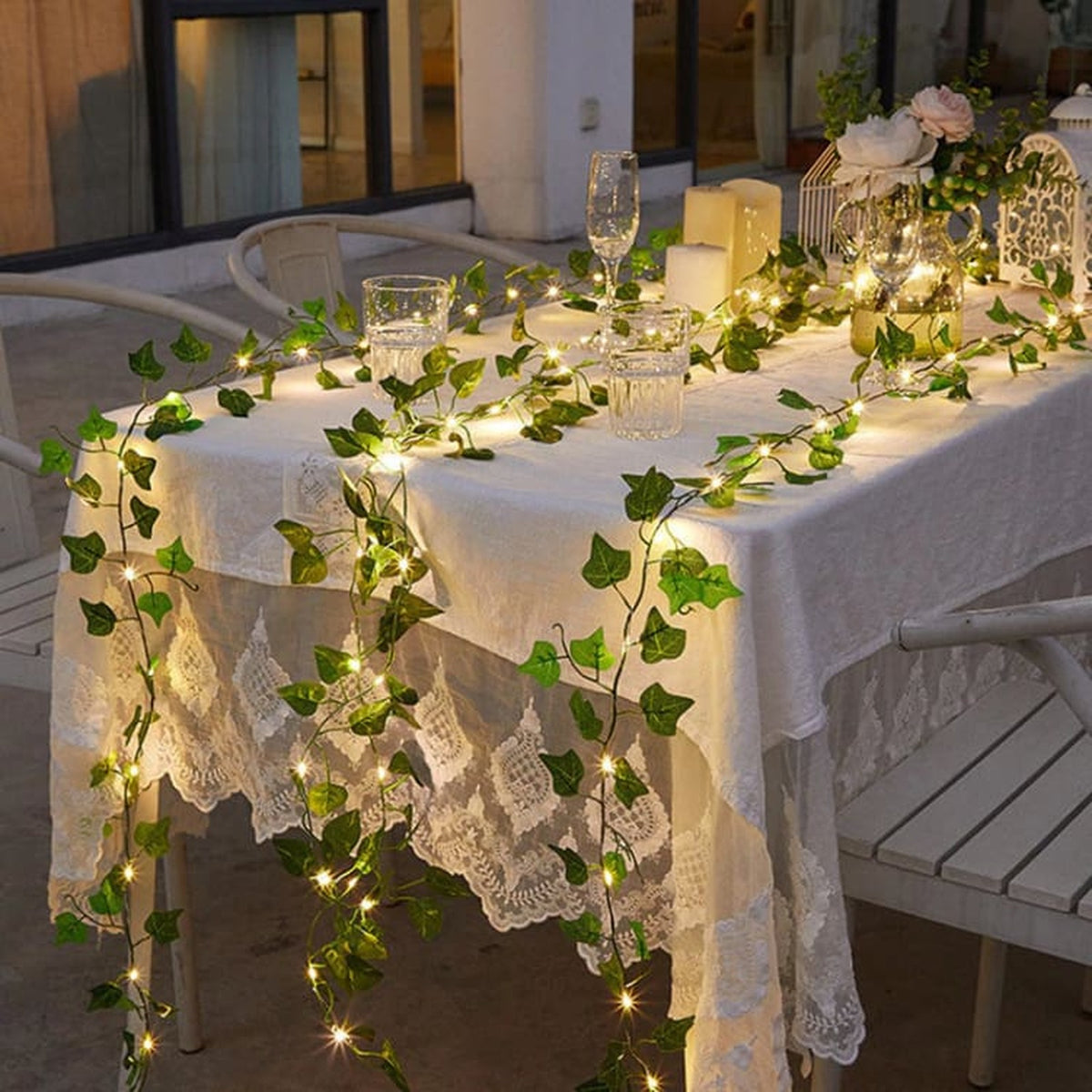 Guirlande feuille de vigne, lumière douce du soir