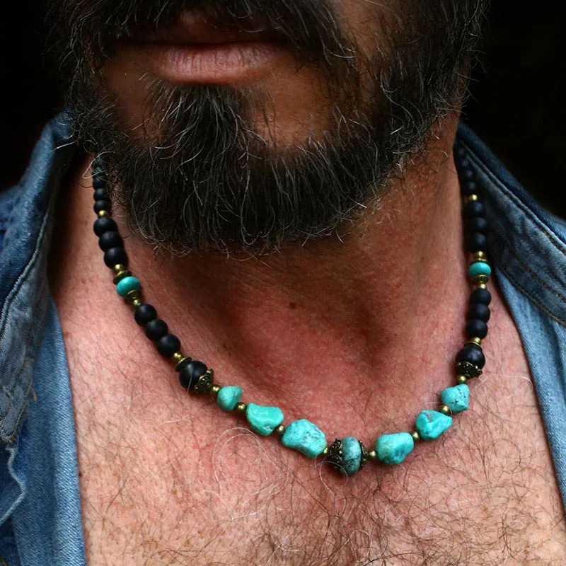 Collier pour homme en pierres naturelles "Nature"